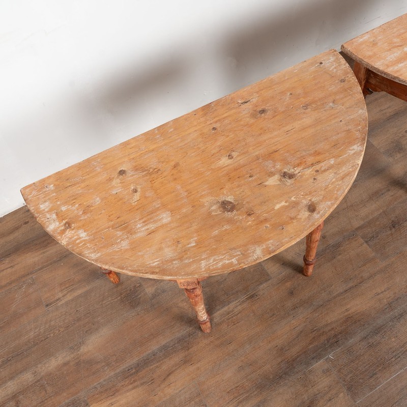 Late 19th Century Original Painted Swedish Pair of Demi Lune Console Tables gallery