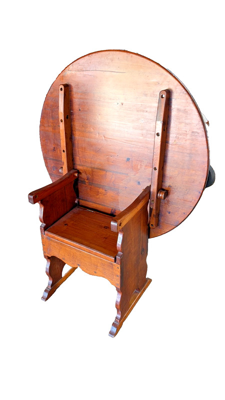 Antique Round Tilt Top Monk Bench