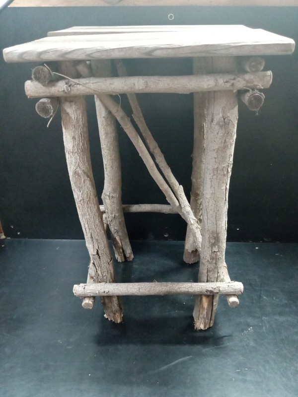 Antique handmade Twig Table Plant Stand Wood Adirondack Primitive Tramp COTTAGE gallery
