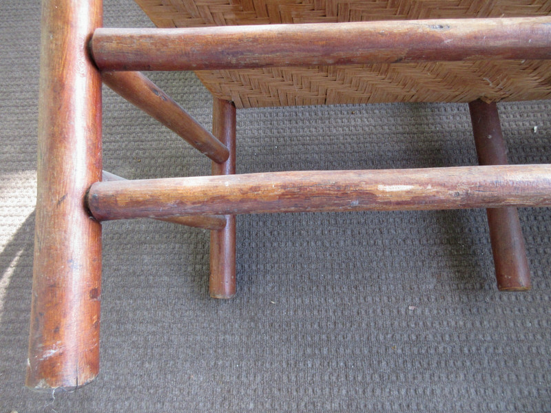 RARE ANTIQUE MARTINSVILLE OLD HICKORY CHAIR COMPANY SETTEE CAT. # 106 C. 1915 gallery