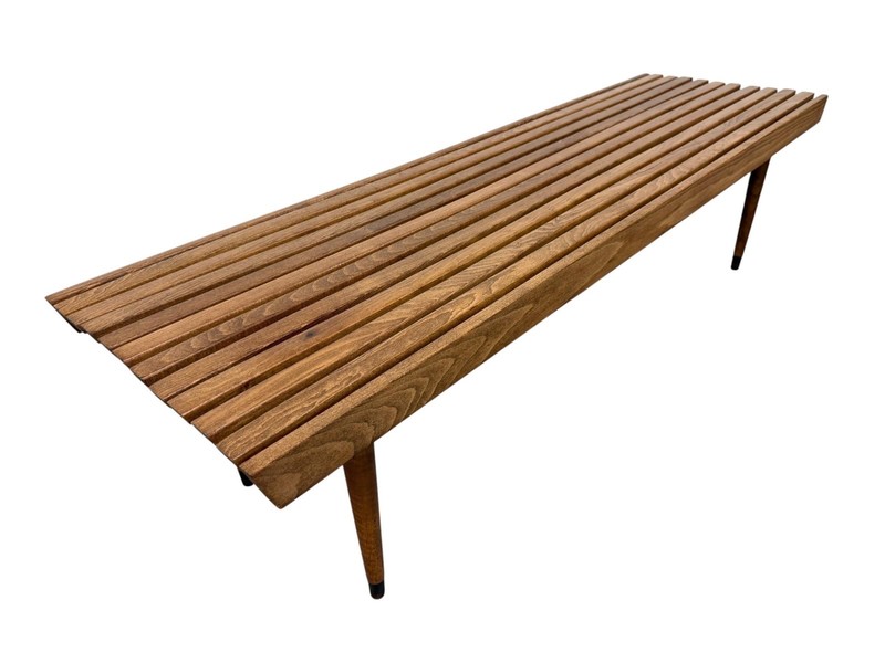 Mid-Century Modern Walnut Slatted Coffee Table