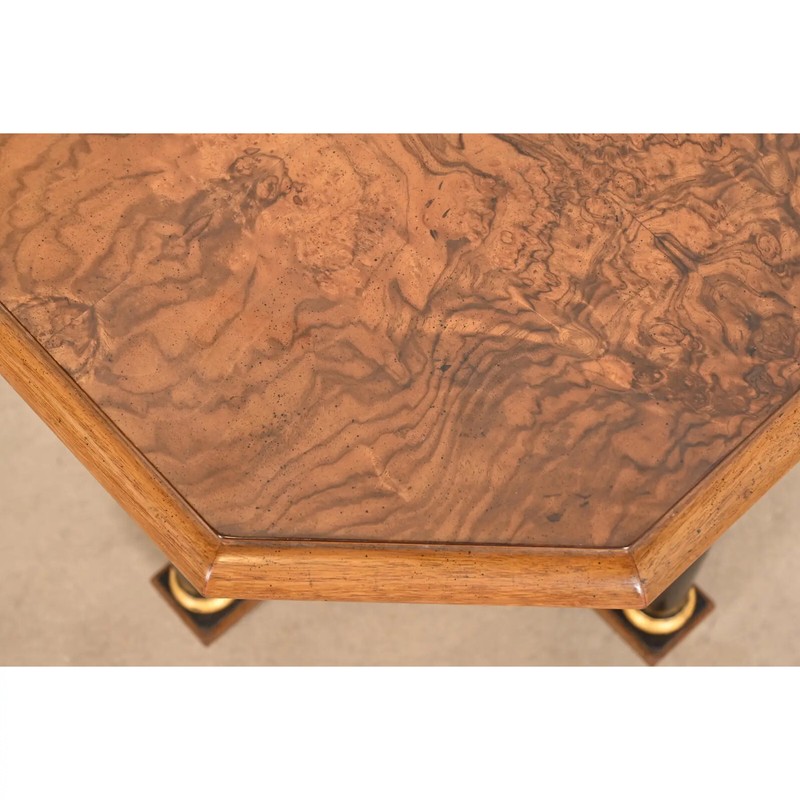 Baker Furniture Neoclassical Burled Walnut Tea Table, Circa 1960s gallery