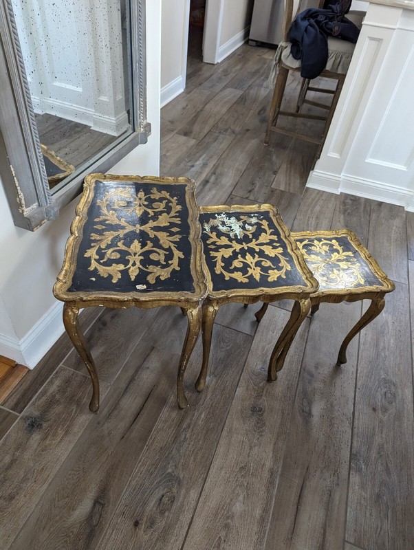 Vintage 3 Florentine Italian Gold Nesting/Stacking Tables End Hollywood Regency gallery