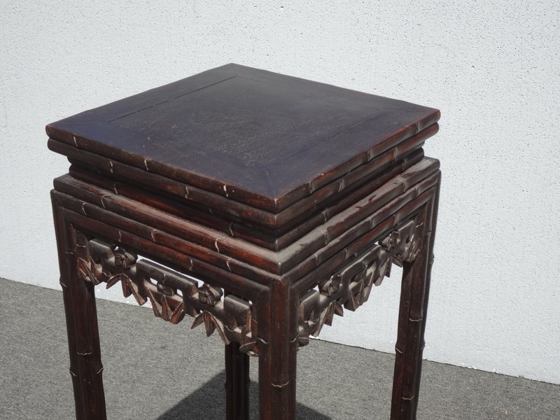 Vintage Oriental Asian Solid Carved Wood Plant Stand Side Table gallery