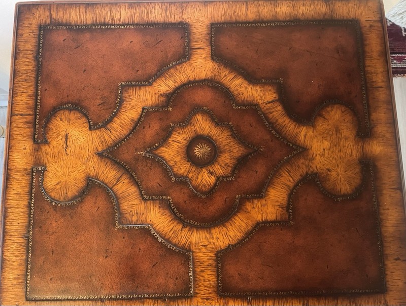 Theodore Alexander Walnut + Leather Top Side Accent Table William + Mary Style gallery