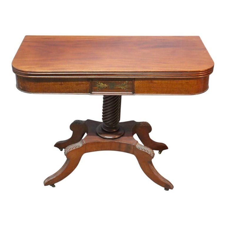 Federal Sheraton Flame Mahogany Card Table 19thC gallery