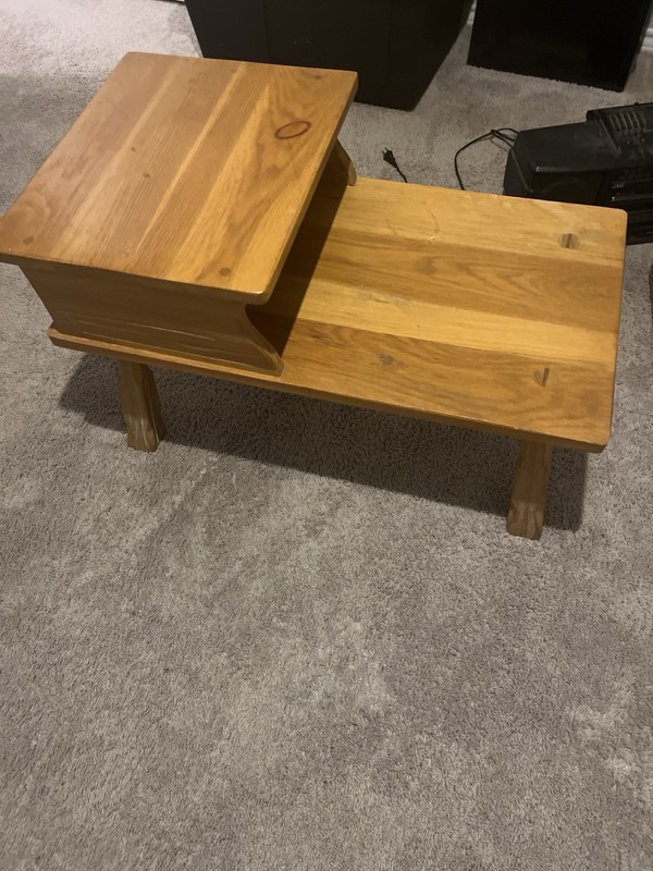 Solid Oak Handmade Wooden End Table Two-Tier