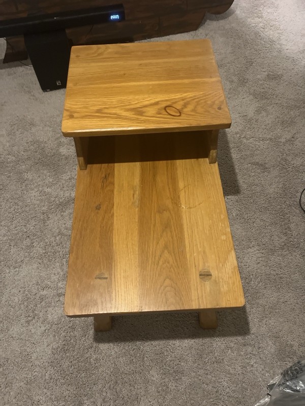 Solid Oak Handmade Wooden End Table Two-Tier gallery