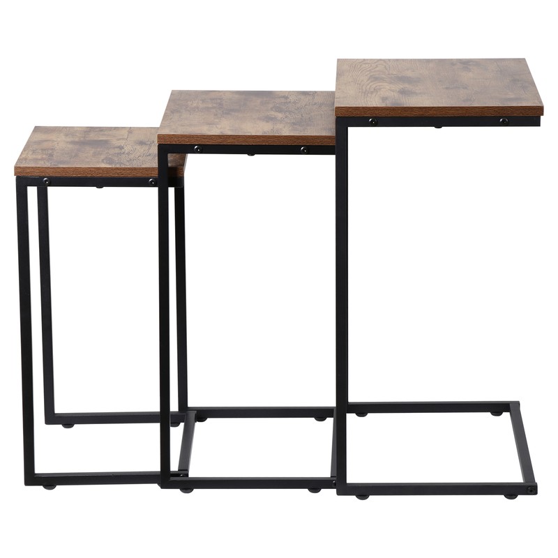 Set of 3 Industrial End Table Side Tables for Living Room Bedroom Balcony Yard
