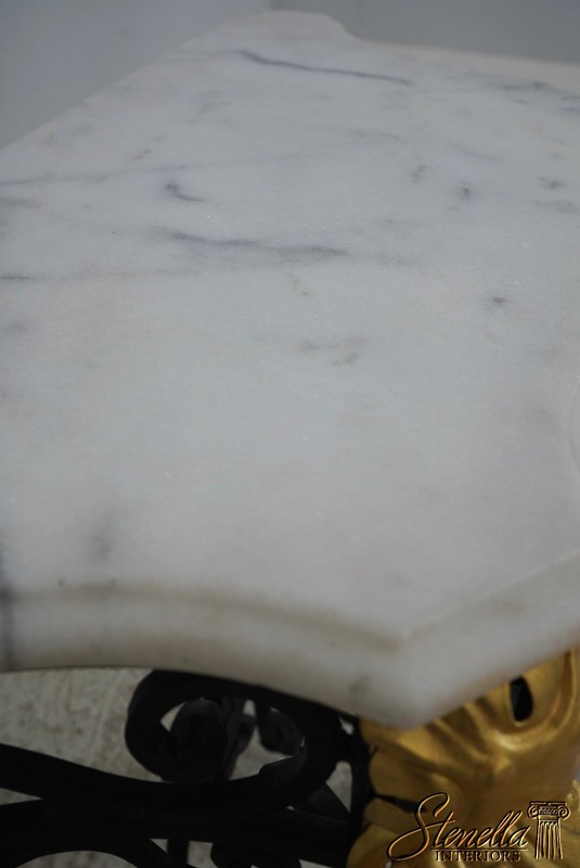 67540: Wrought Iron Marble Top Console Foyer Table gallery