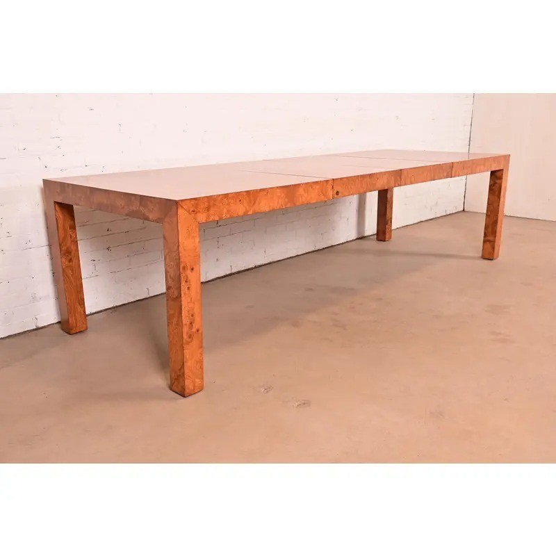 Milo Baughman Mid-Century Modern Burlwood Dining Table, Newly Refinished gallery