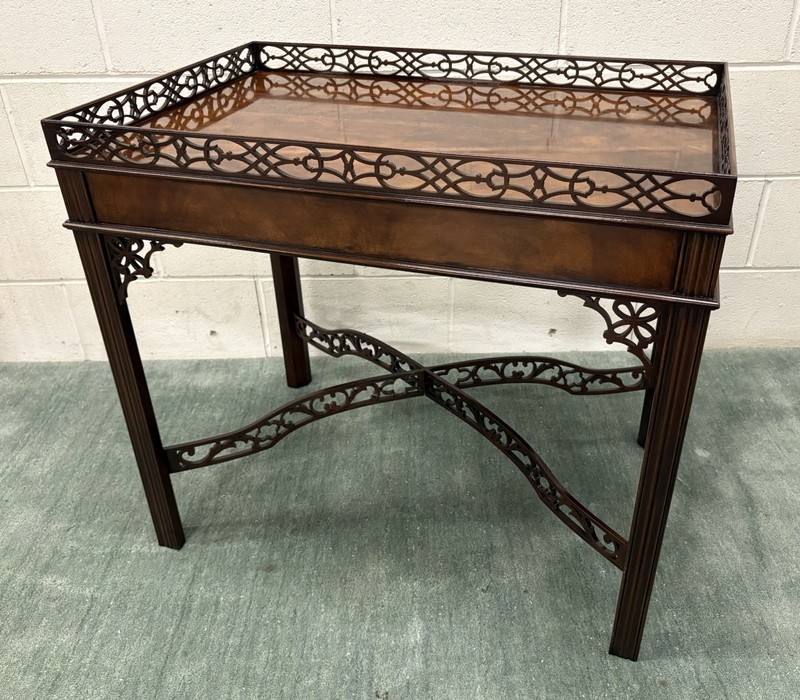 Baker Furniture Collector’s Edition Georgian Mahogany Tea Table Fretwork; Mint