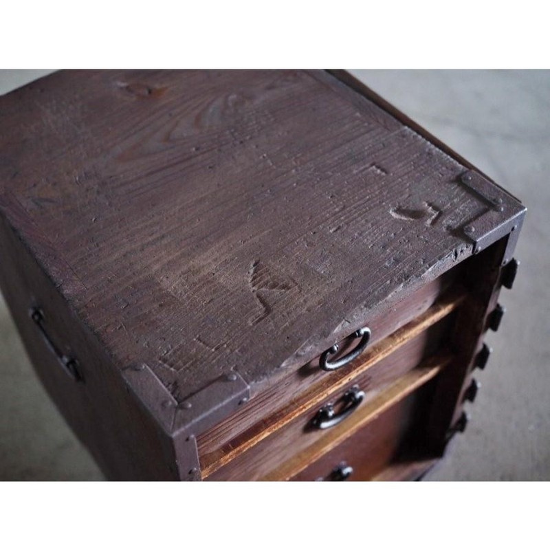 Antique Japanese Edo Period Ship Document Box D Size 18cm (7in) gallery