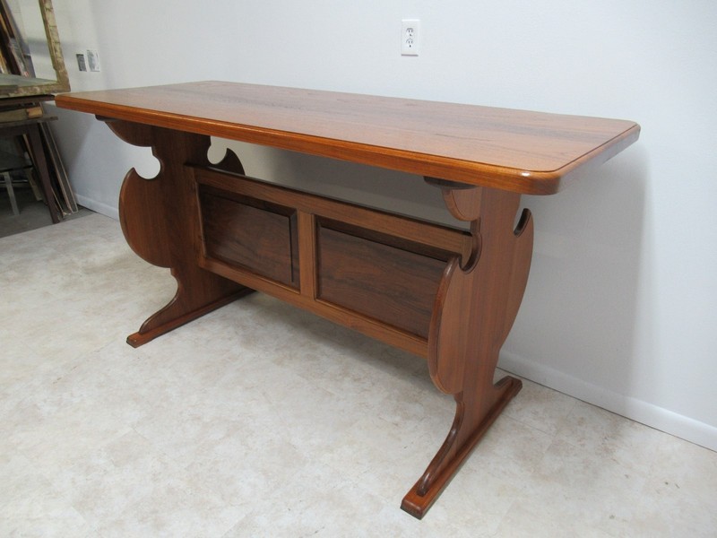 Vintage Solid Teak Mid Century High Top Dining Table Bar Custom gallery