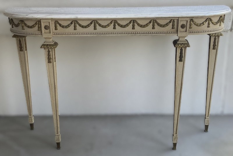 Italian Marble Top Console Table