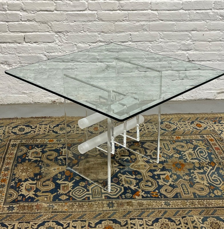 Mid Century Modern Lucite & Glass Coffee / Side Table, c. 1970s gallery