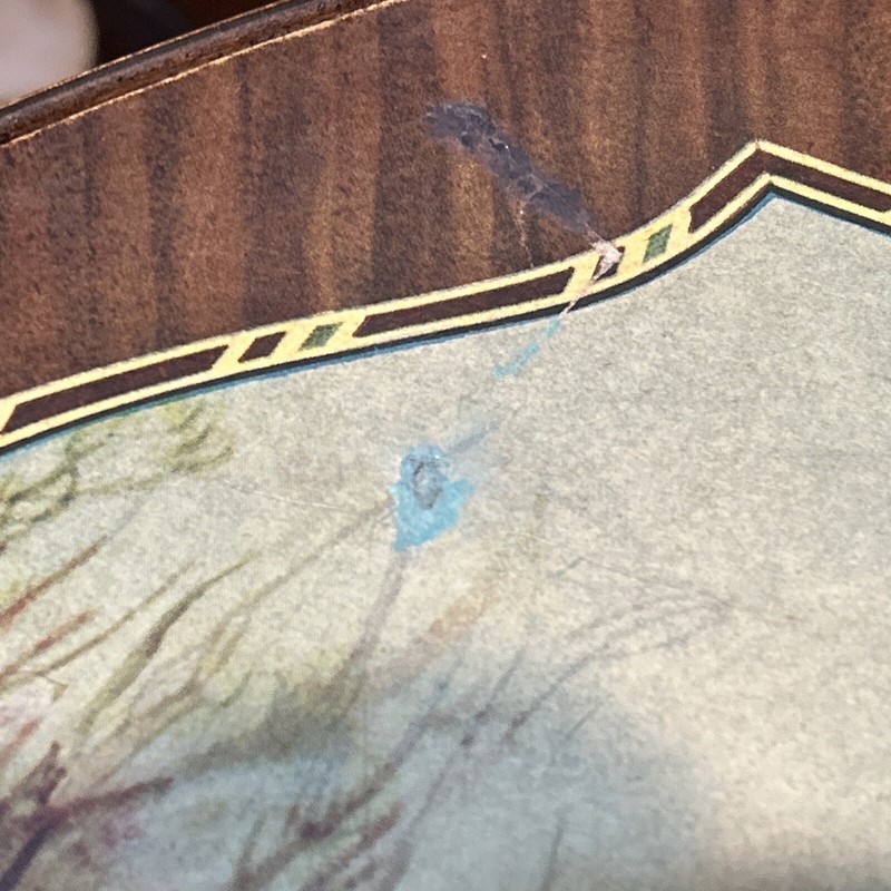 Vintage Walnut Folding Table by Bridge Tables&Novelties,Lowell Mass w/Hunt Scene gallery