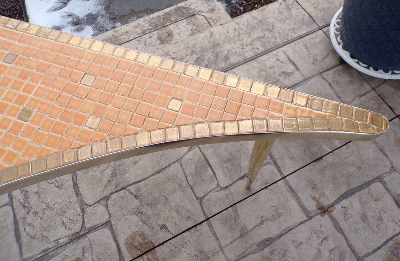 Vintage Mid Century Modern Mosaic Tile Boomerang Corner Table gallery