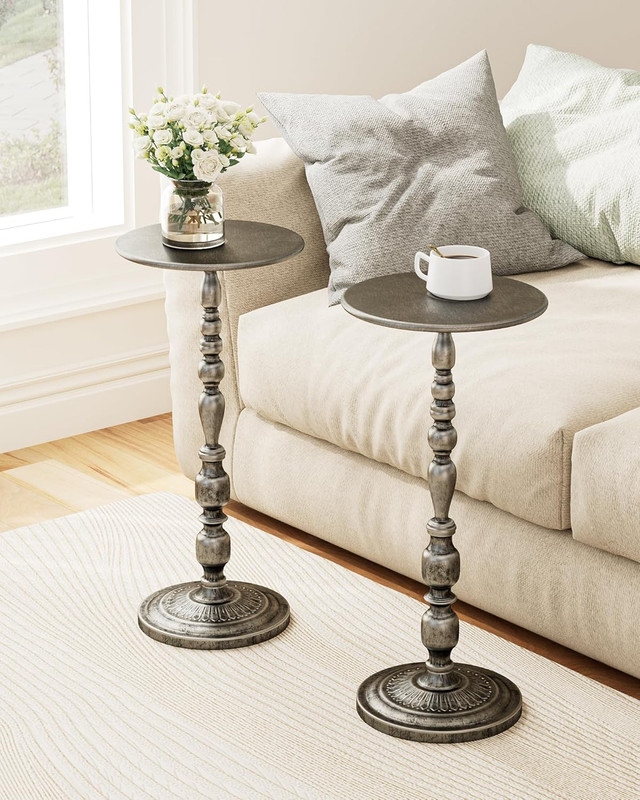 Art Deco Silver Side Table - 25" Accent Table in Polished Brass Finish gallery