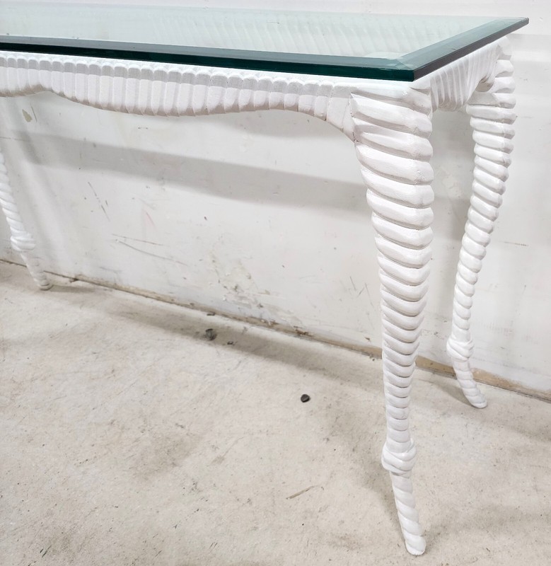 Italian Glass Console Solid Wood Faux Rope gallery