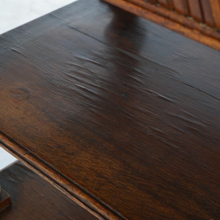 Antique Oak Marble Top Server with Mirrored Back Splash & Spindled Rail C1900 gallery