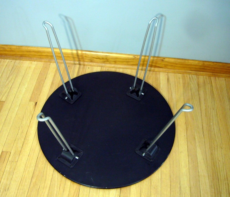 Vintage Modern Coffee Table black lacquer Wood Folding Hairpin Legs 1970s gallery