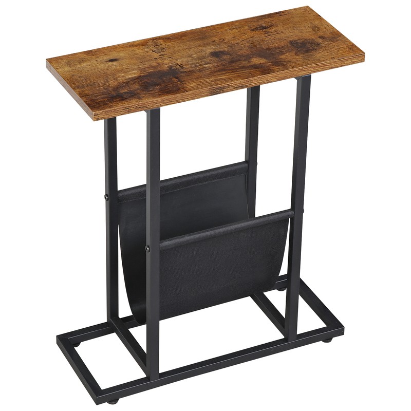 Small Narrow Side Sofa Table End Table Nightstand w/Magazine Holder Rustic Brown gallery