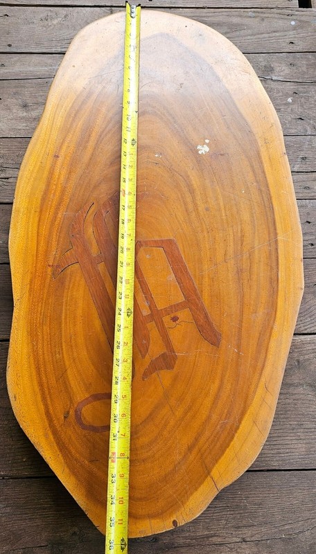 Vtg Wood Inlay Table Top "Letter H" Monogram gallery