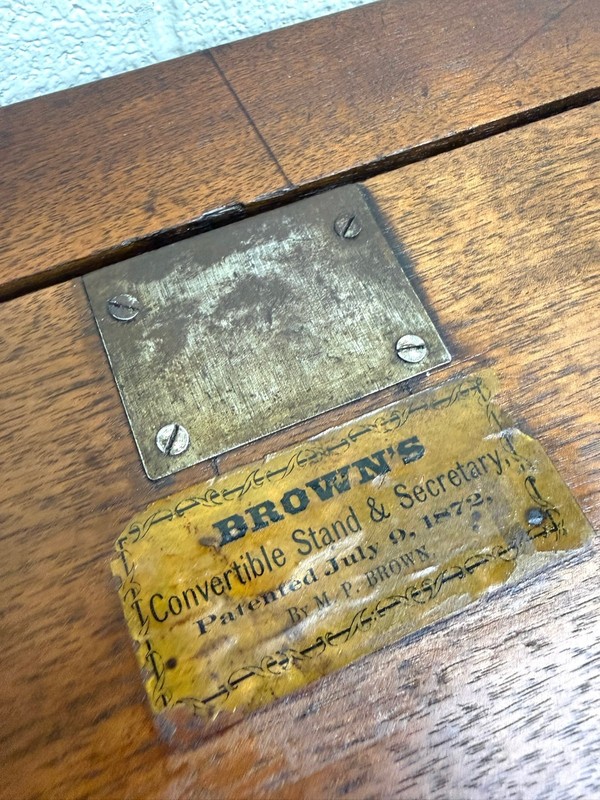 Antique 1872 Brown’s Patent Victorian Convertible Stand Secretary Writing Table gallery