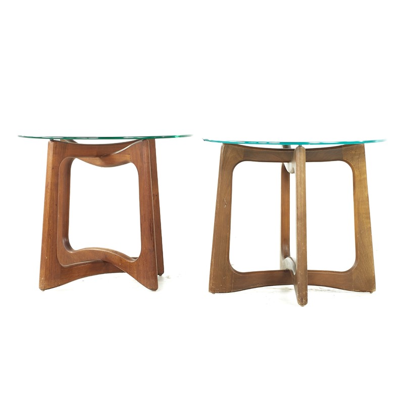 Adrian Pearsall Mid Century Walnut and Glass Side Tables - Pair gallery