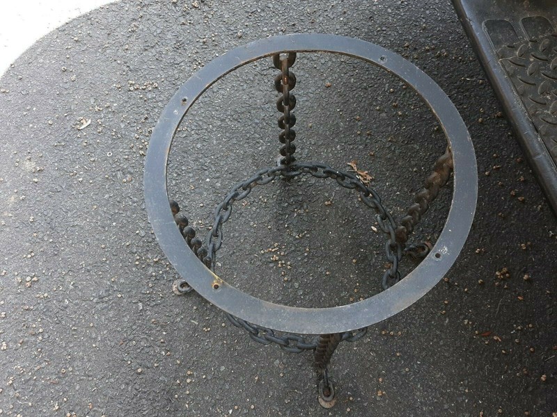 Antique Industrial Welded Chain Marble Top Garden Table Stand gallery
