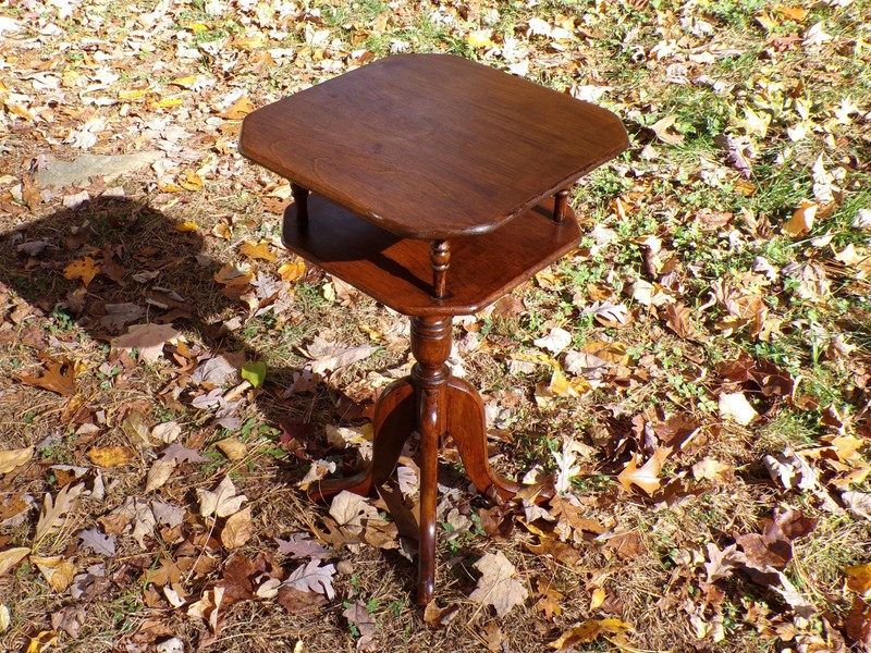 Vintage Solid Hardwood 2 Tier Magazine Newspaper End Lamp Table gallery