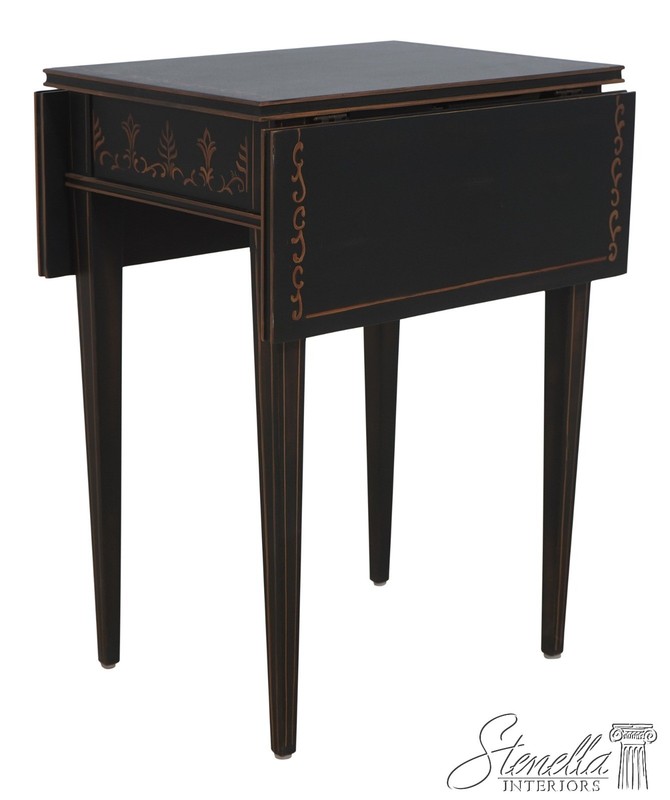 L72090: SHERRILL Black & Gold Crackle Paint Pembroke Drop Leaf Table