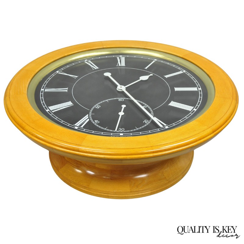 Vintage 1978 Paul Persoff Design Large 48″ Custom Working Clock Coffee Table