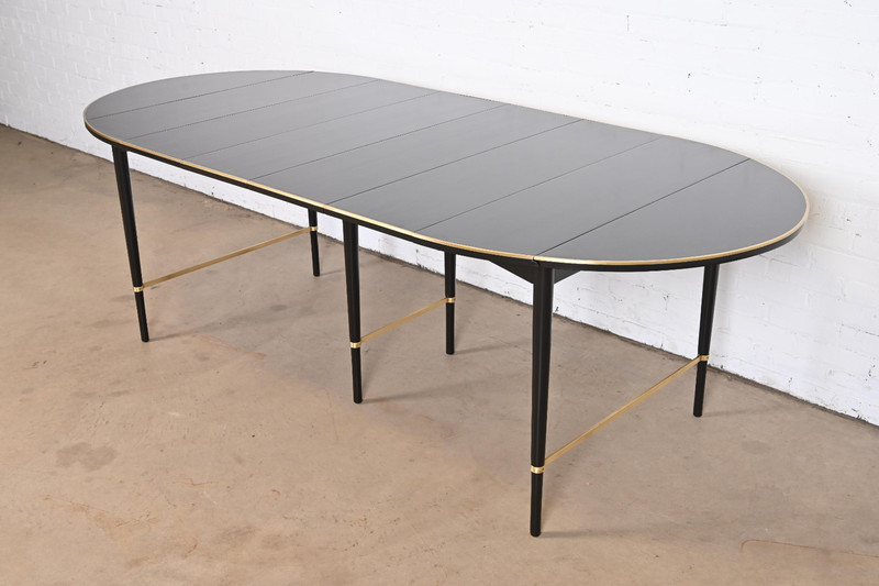 Paul McCobb Connoisseur Collection Black Lacquered Mahogany and Brass Table