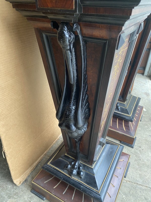PAIR OF LARGE RENAISSANCE REVIVAL ROSEWOOD INCISED MARBLE TOP PEDESTALS, 51” T gallery