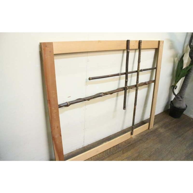Japanese Wooden Window Frame F Size 30cm (11.8in) Bamboo Used K15927 gallery