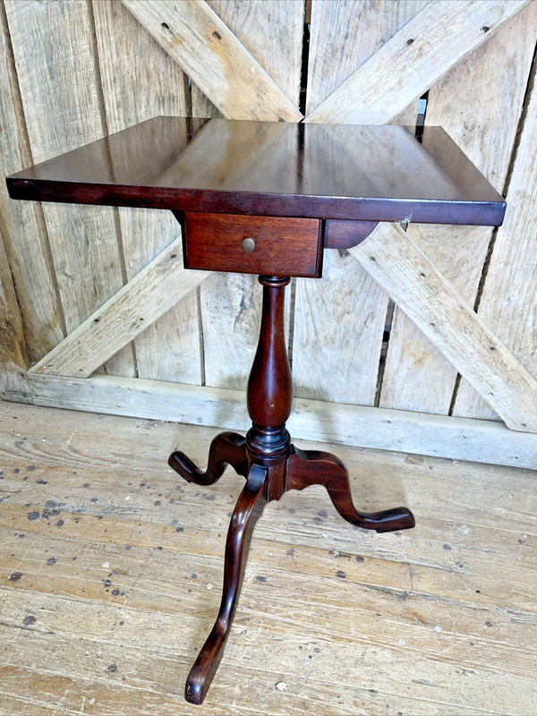 Vintage Mahogany Tea Table Colonial Style With Drawer Lamp Table