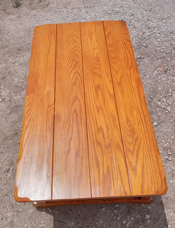 Mid Century Solid Oak Wagon Wheel Coffee Table (CT199) gallery