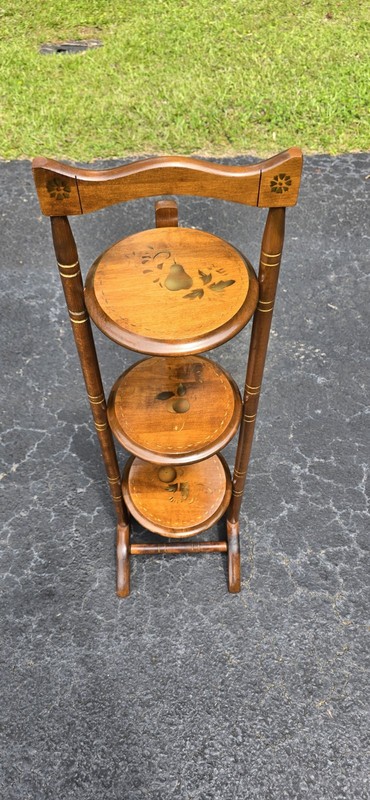 Antique Hitchcock Hand Painted Solid Wood 3 Tier Muffin Table READ DESCRIPTION!