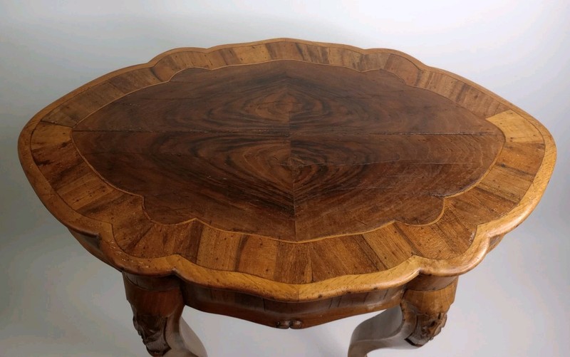 Antique Italian Tavalino Olive Wood Side Table Marked "TZ" Circa 1920's gallery