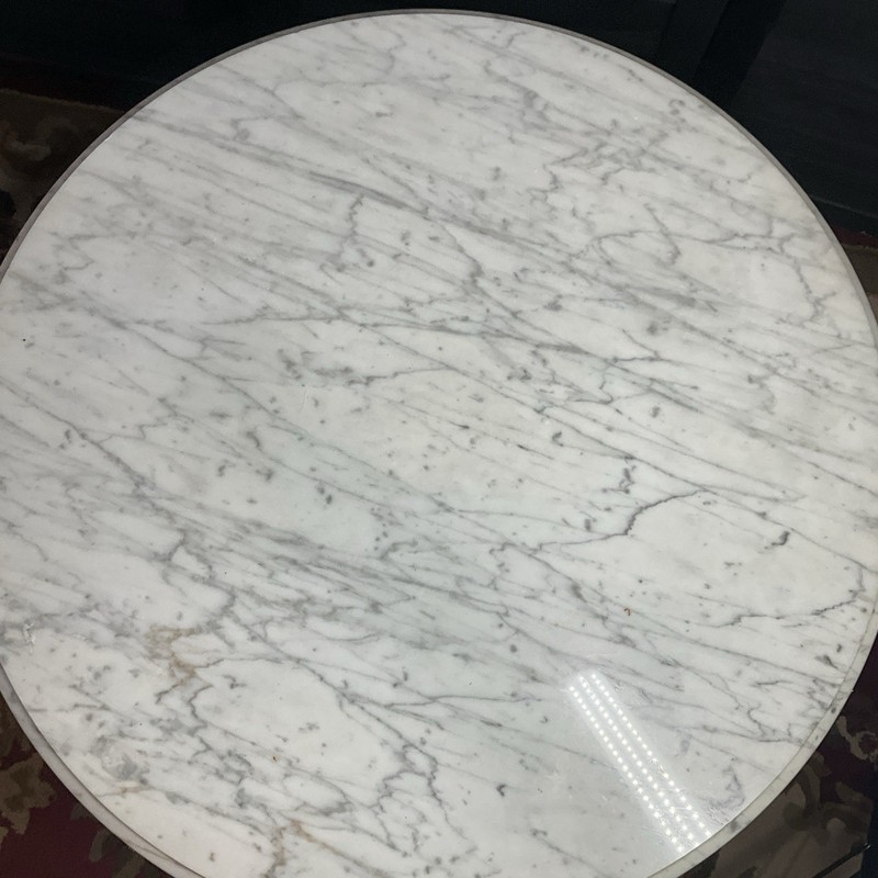 Marble Top Accent Table Gold Gilt Pedestal Base Hollywood Regency Side Neoclassi gallery