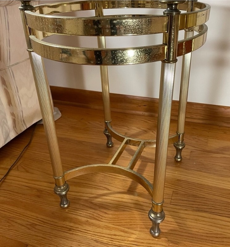 Mid Century Hollywood Regency Labarge Queen Anne Style Brass Glass End Tables gallery