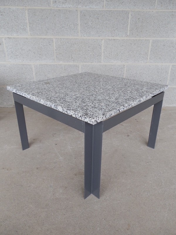 Mid Century Modern Floating Marble Top Steel Base Tables - A Pair gallery