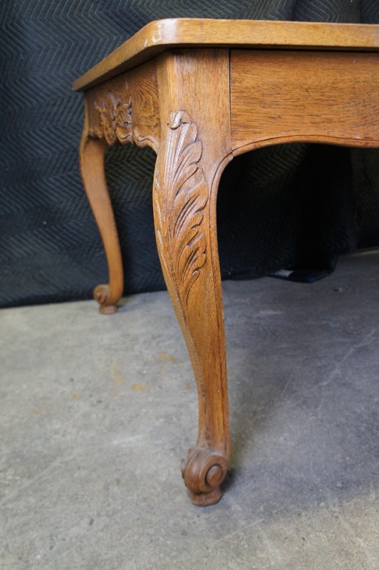 Antique French Country Louis XV Oak Extendable Acanthus Carved Dining Table gallery