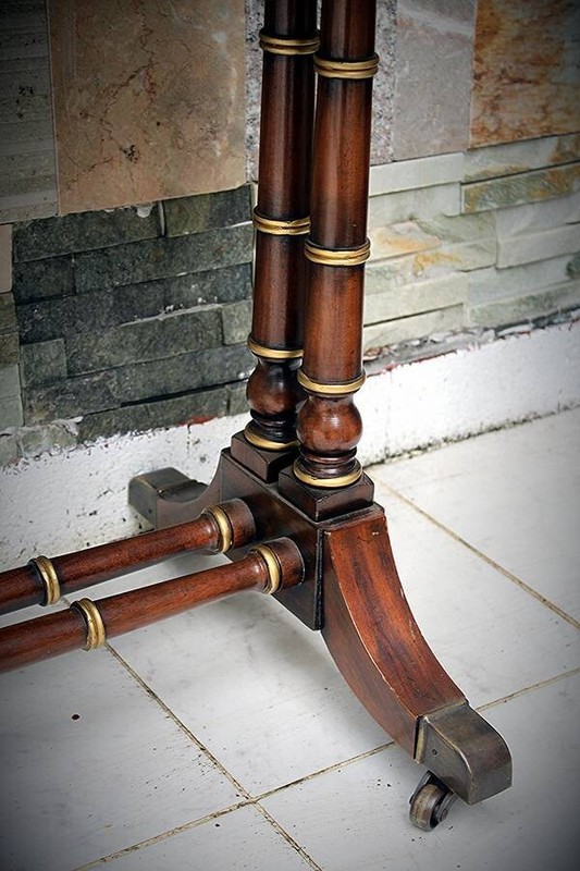 Vintage Entryway Table Hekman Burl wood & Mahogany Chinoiserie Decorated Entry H gallery
