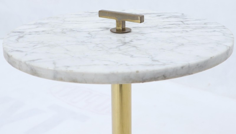 Round Marble Top Tripod Brass Base Legs Occasional Butler Side Table gallery