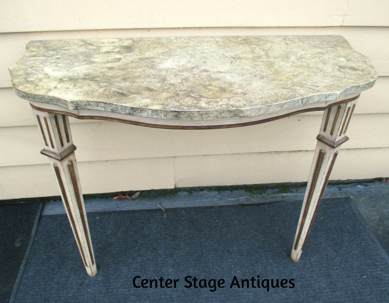 52535 Mid Century WOOD Decorator Console Wall Table Stand