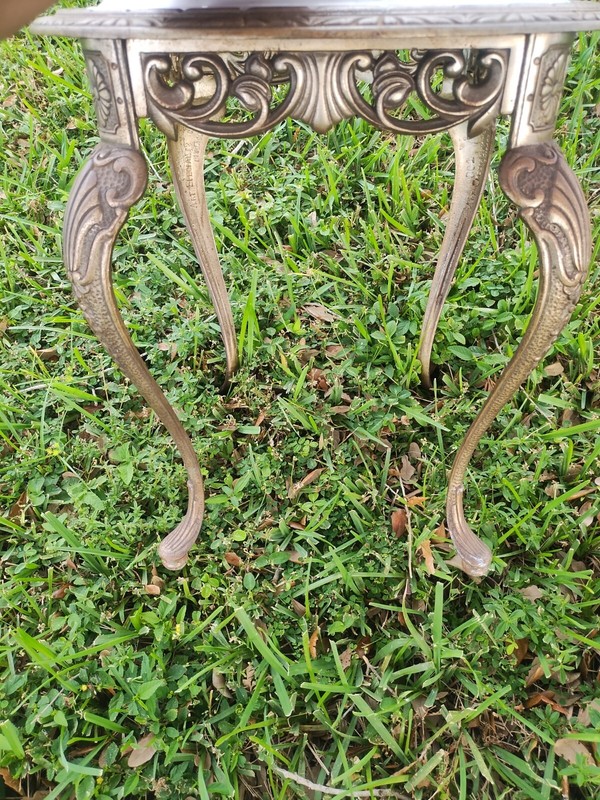 Antique Ornate Cast Iron Art Deco Side Table Art Specialty Company Chicago gallery
