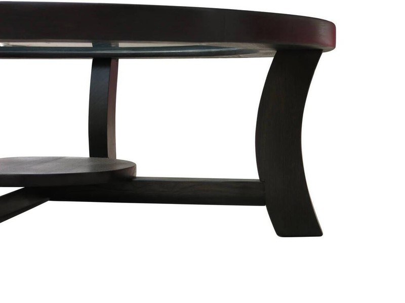 Stepped Art Deco Ebonized Oak Glass Coffee Table By Paul Frankl for Brown Saltma gallery